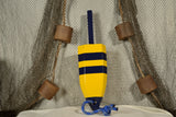 Maine Lobster Buoy in Gloss Yellow with Blue Stripes
