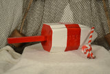 Maine Lobster Buoy in Gloss White with Red Stripes