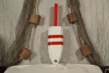 Lobster Buoy in Gloss White with Red Stripes