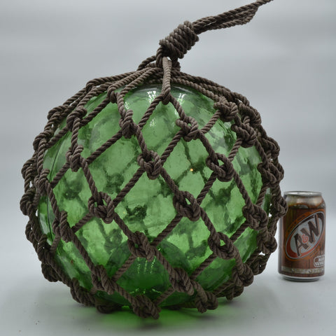 antique aluminum fishing net floats Glass Fishing Float in Green 14" – Ship Breakers Nautical